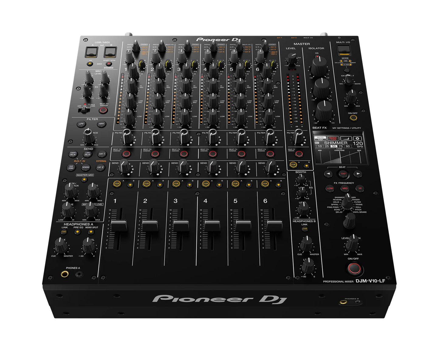 Pioneer DJ DJM-V10-LF 6Ch Pro DJ Mixer Long Faders and Optimised Curves