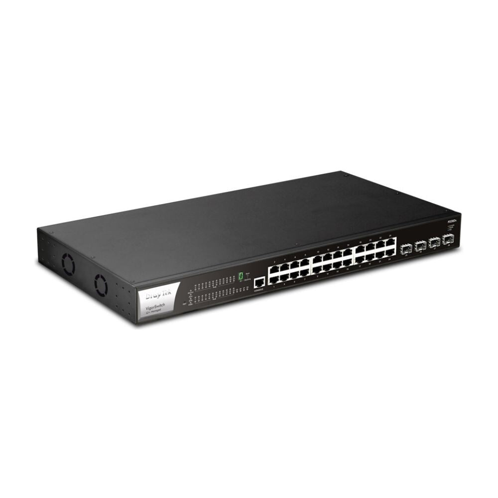 Draytek P2282X 10GbE Gigabit Managed Switch With 24 PoE Gigabit Ports,10GbE SFP+ Uplink Ports and Power Redundancy 1