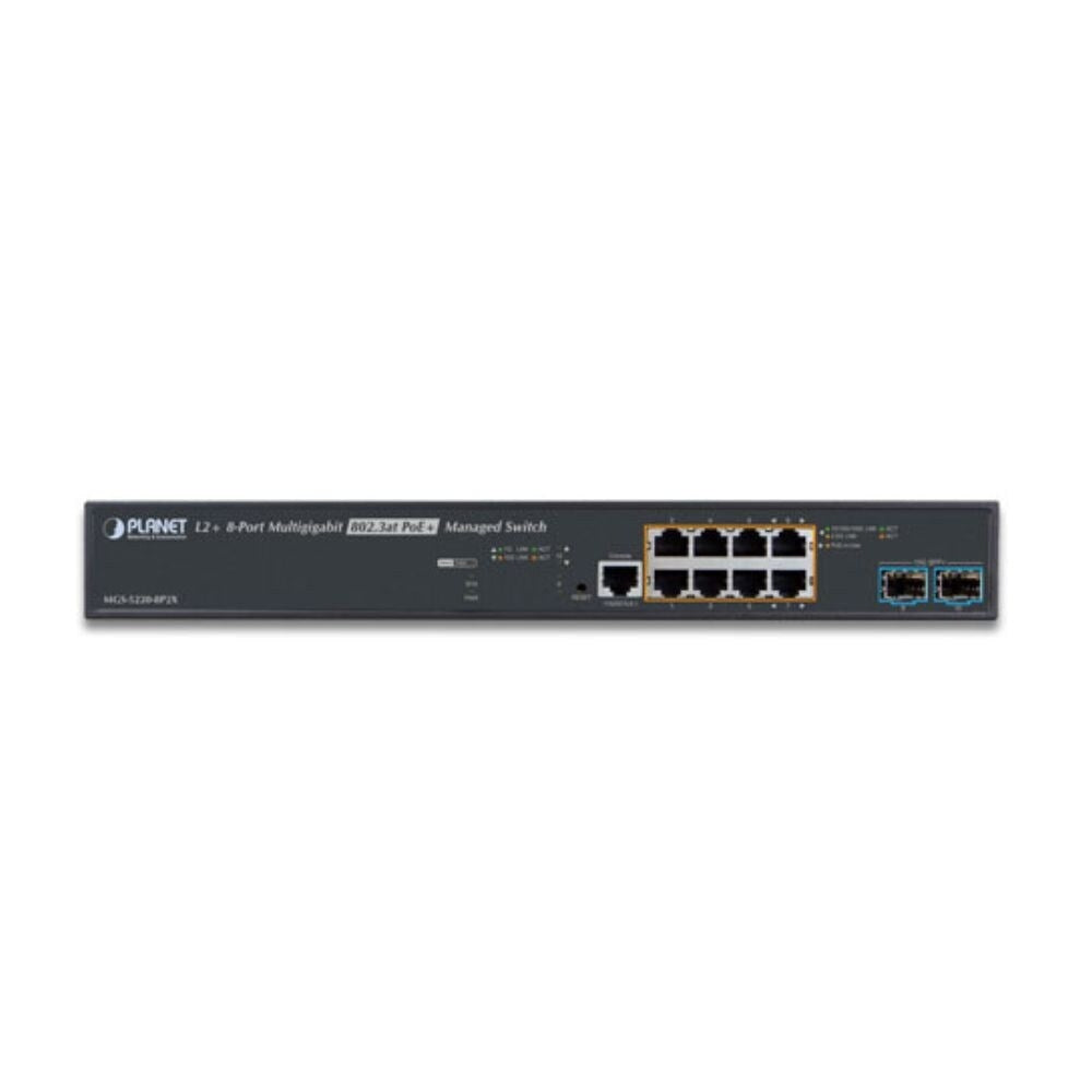 Planet Technology L2+ L4 8 Port 2.5G, 1G, 100T, 802.3at PoE +, 2 Port 10G SFP+ Managed Multi Gigabit Switch 1
