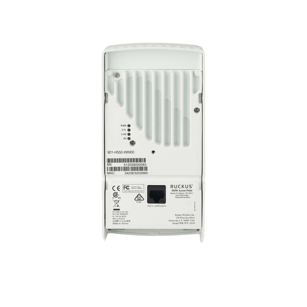 Ruckus H550 Unleashed Wi-Fi 6, 2.4GHz and 5GHz, Wired or Wireless Dual Band Concurrent Access Point. Does Not Include DC Power Supply 3