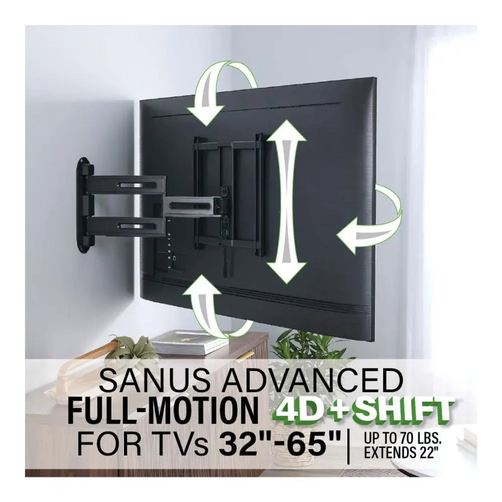 Sanus Advanced Full-Motion 4D + Shift™ TV Wall Mount For 32" to 65" TV Screens