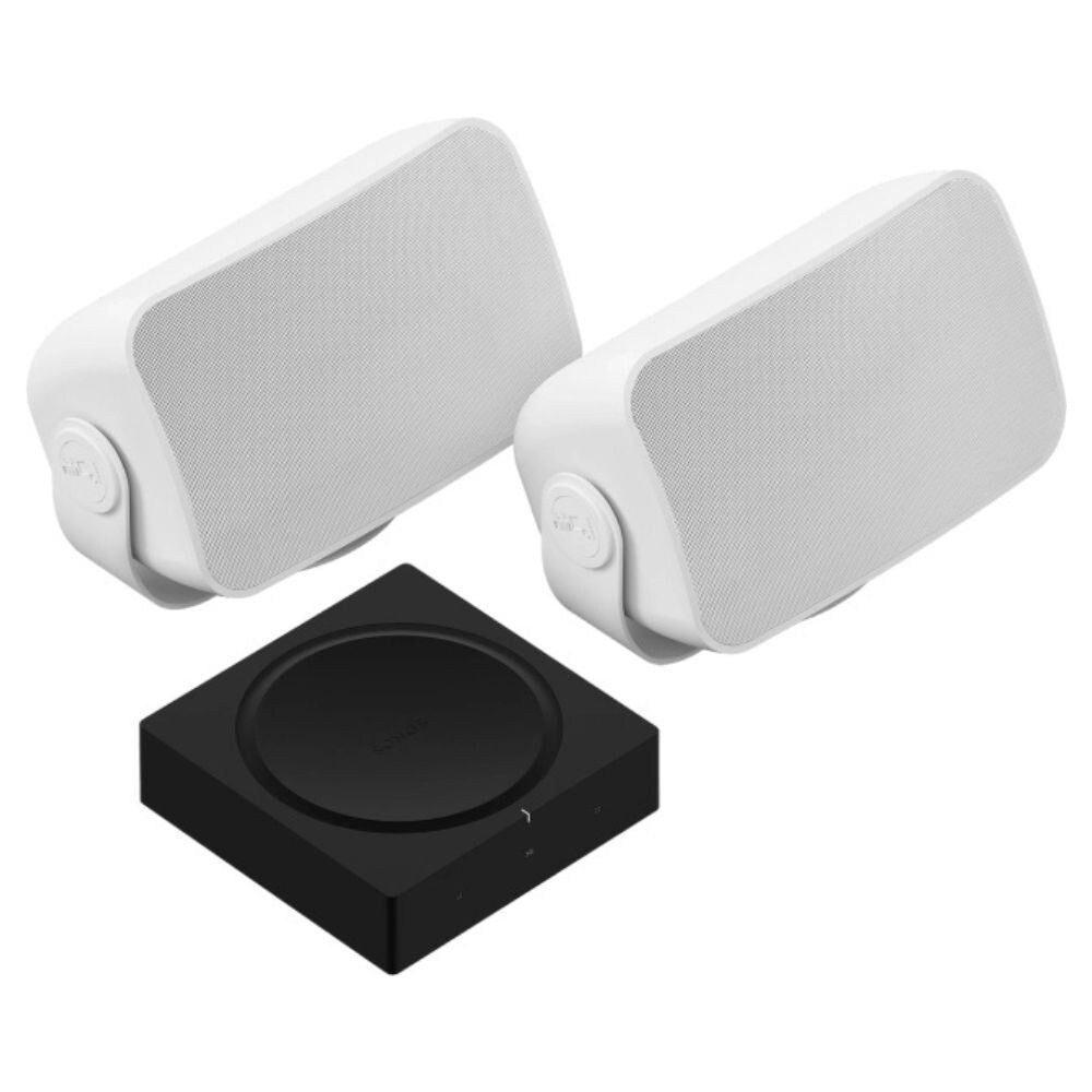 Sonos Outdoor Set With an Amp and Pair of On-Wall Outdoor Speakers, Black or White: SET 4