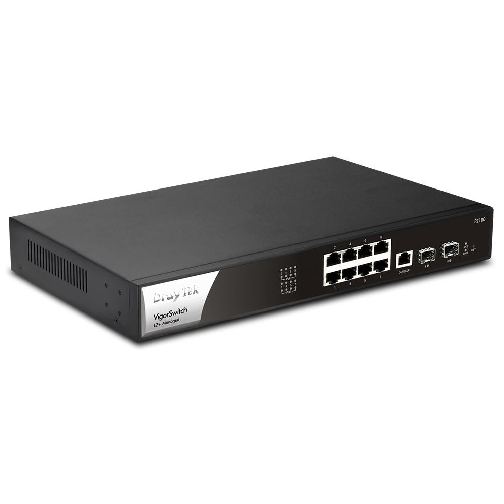 DrayTek Layer 2 Managed PoE+ Switch with 8 Gigabit RJ-45 Ports + 2 SFP Ports Uplink Ports 1