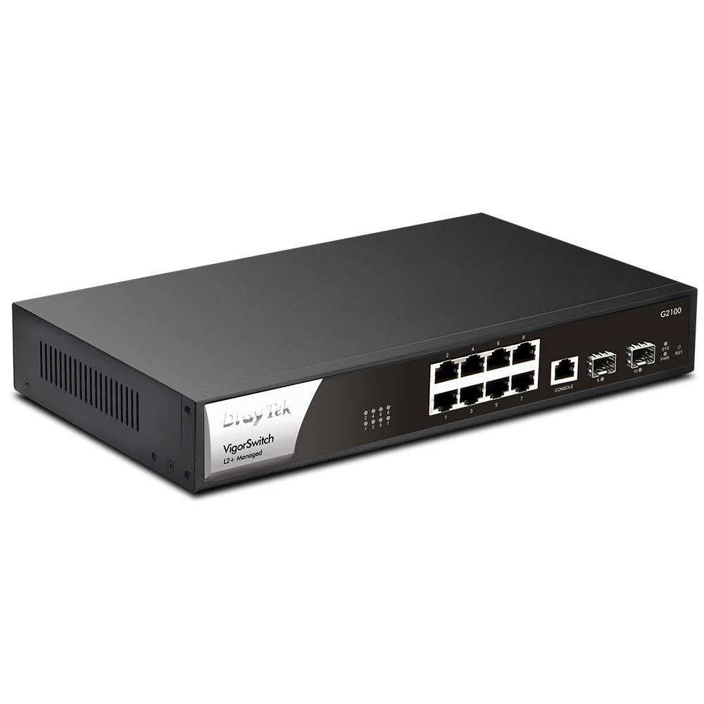 DrayTek Layer 2 Managed Switch With 8 Gigabit RJ-45 Ports and 2 SFP Ports Uplink Ports 1