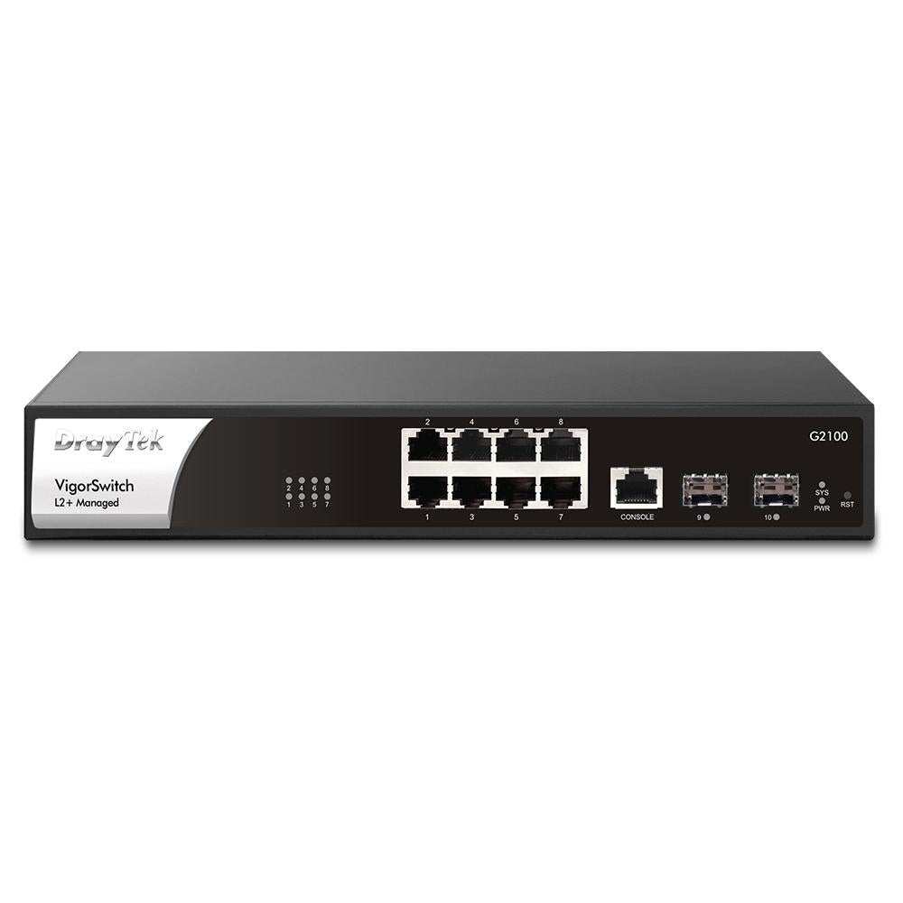 DrayTek Layer 2 Managed Switch With 8 Gigabit RJ-45 Ports and 2 SFP Ports Uplink Ports 